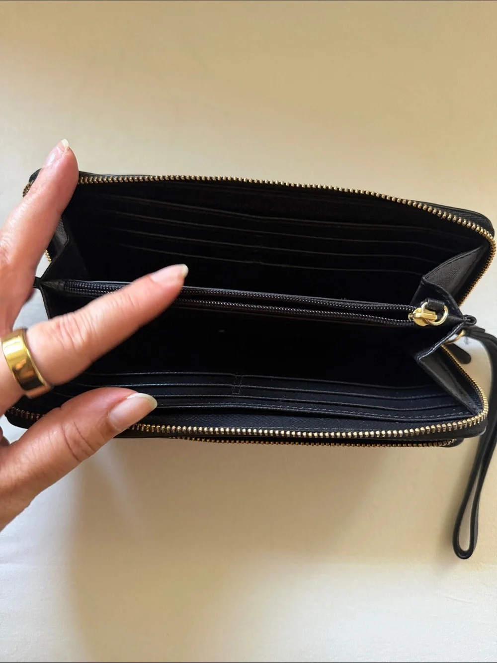 Coach Black Pebbled Leather Wristlet Clutch